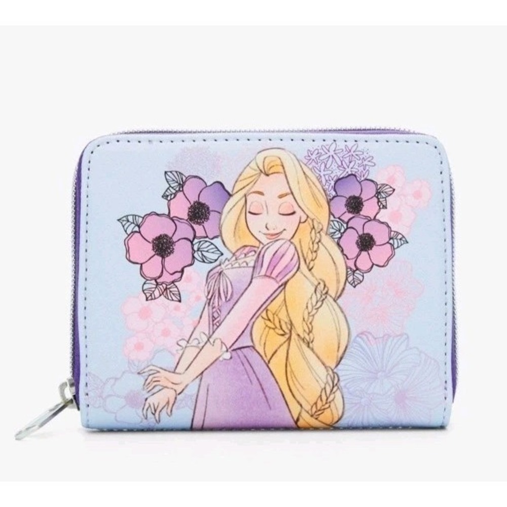 NEW! Loungefly Disney Tangled Rapunzel Pastel Flowers Lavender WALLET